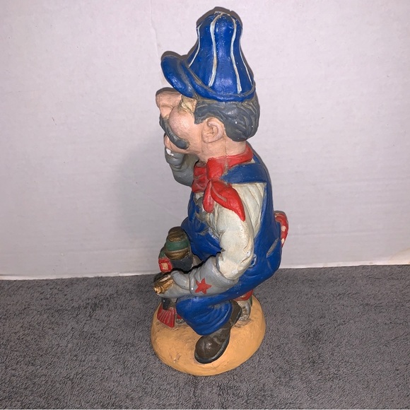 Vtg 1970's Miniature Train Conductor w/ Timepiece Chalkware Statue 10.5" - Picture 2 of 7